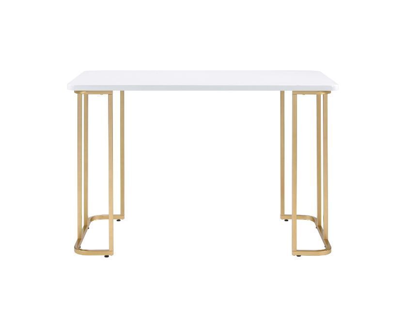 Elegant White and Gold Writing Desk - Contemporary Workspace Essential