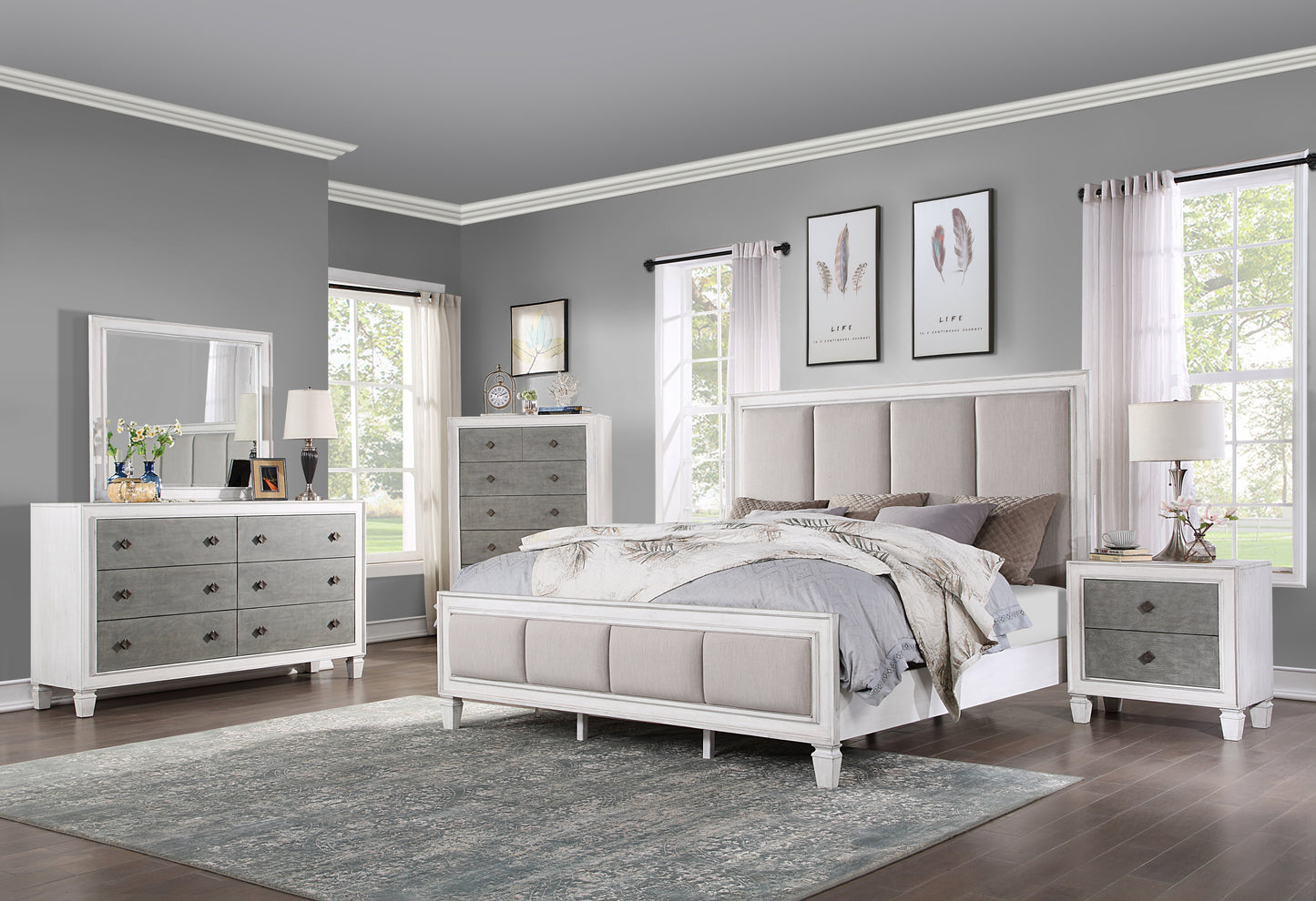 Katia Nightstand in Rustic Gray & White Finish BD00661