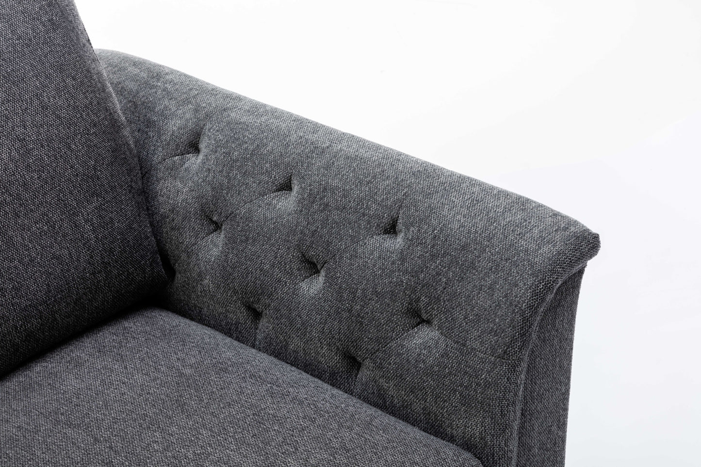 Stanton Dark Gray Linen Sofa with Tufted Arms