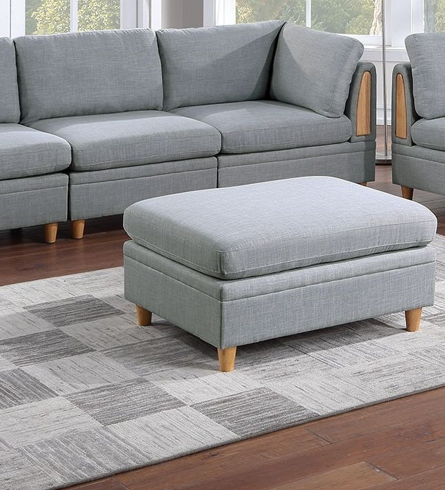 7pc Light Grey Contemporary Modular Sofa Set with Dorris Fabric