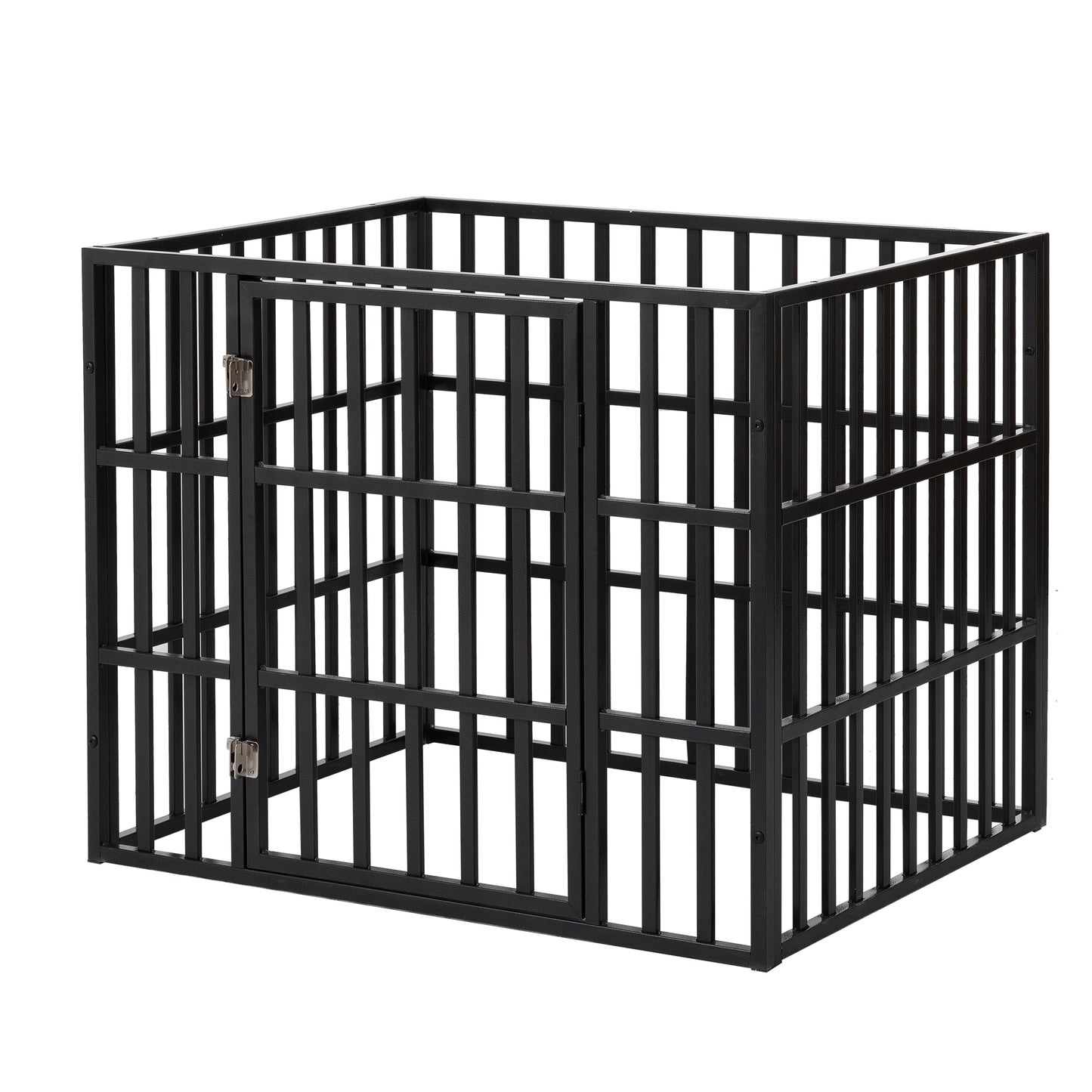 NEW HEAVY DUTY DOG CRATE FURNITURE FOR LARGE DOGS WOOD & STEEL DESIGN DOG CAGE INDOOR & OUTDOOR PET KENNEL 38X30X32INCH PET PLAYPEN WITH COVER METAL DOG FENCE CRATE BLACK