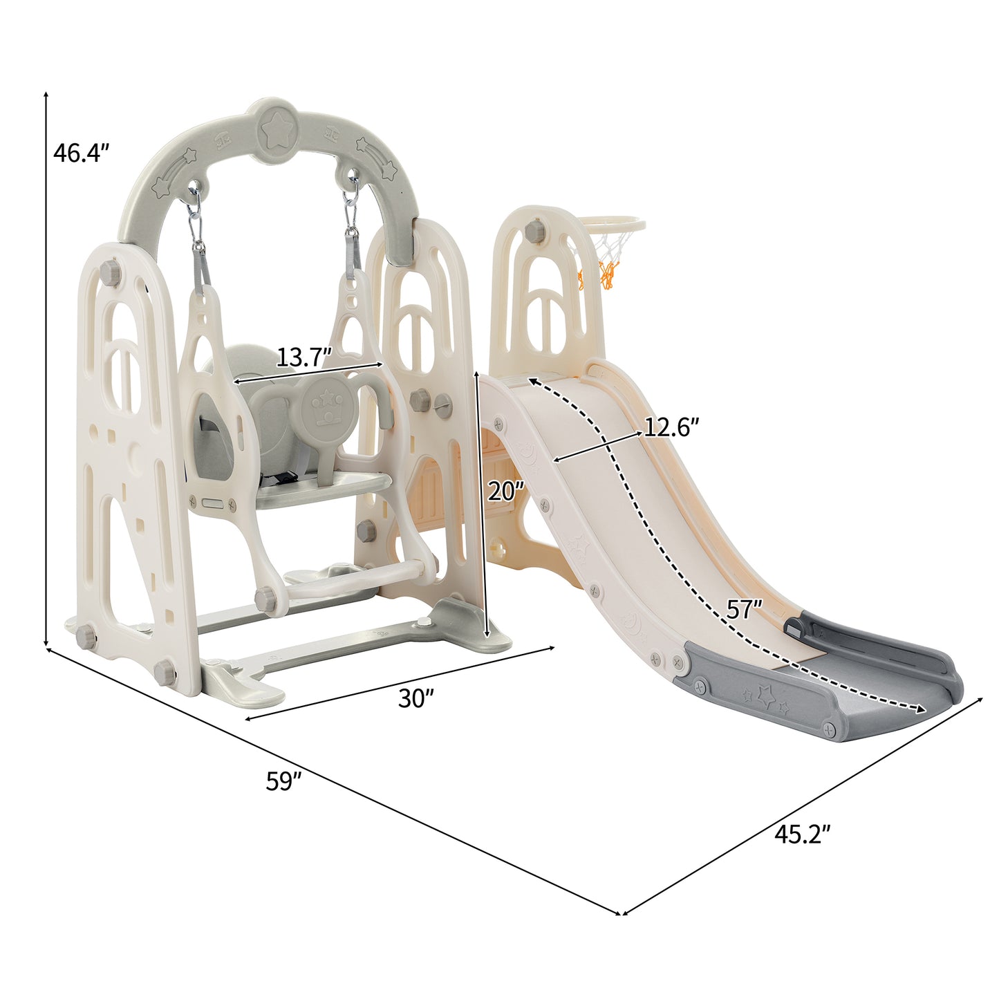 3 in 1 Toddler Swing and Slide Playset with Alphabet Theme