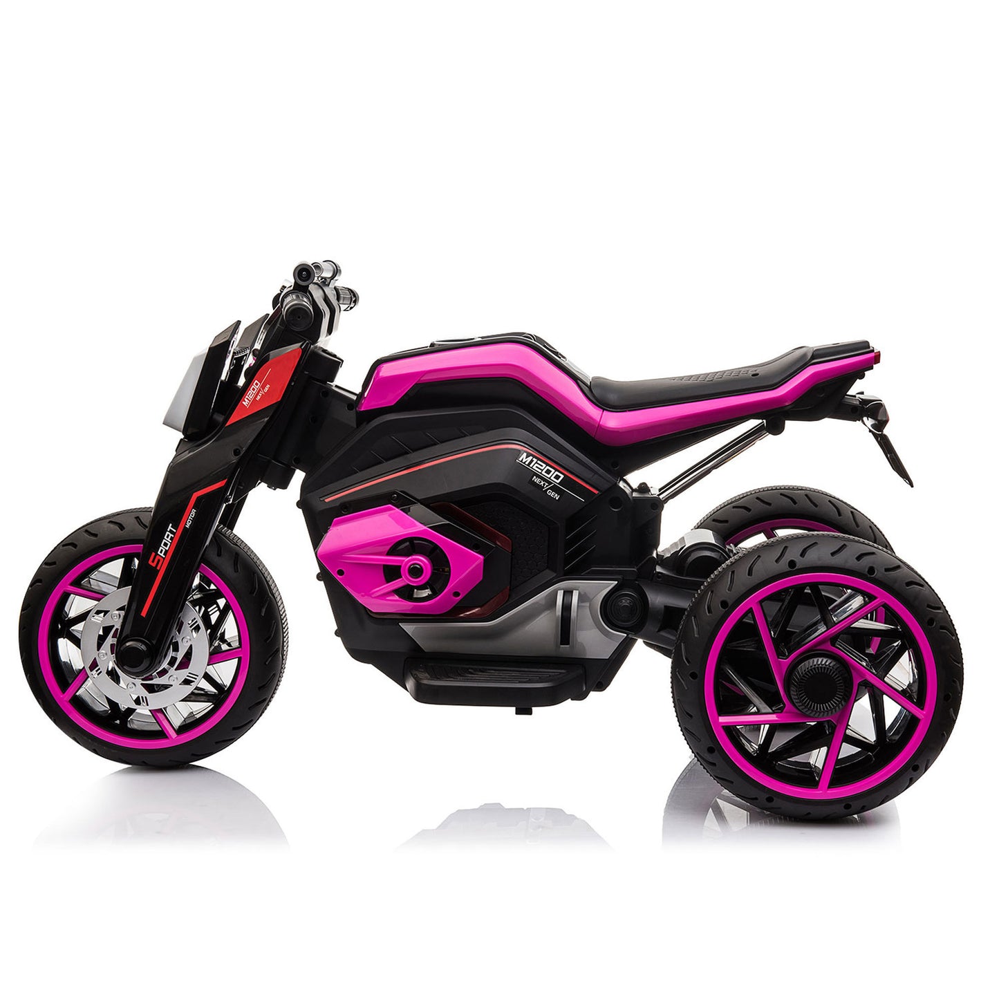 12V Kids Electric Motorbike with Horns and LED Lights, Gift for Kids 3-8 Years, Rosy