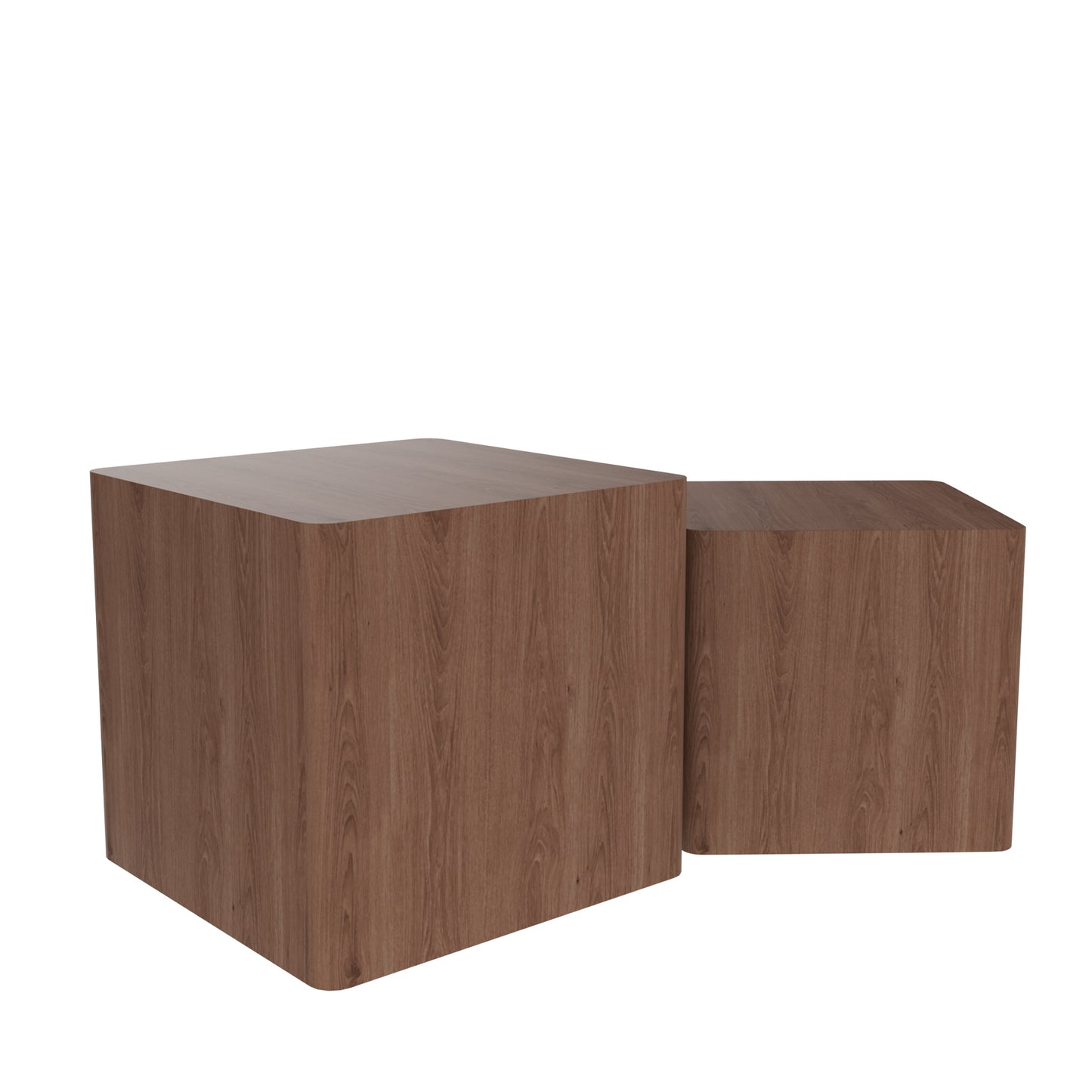 Elegant Walnut MDF Nesting Tables Set of 2 for Living Room, Office, Bedroom