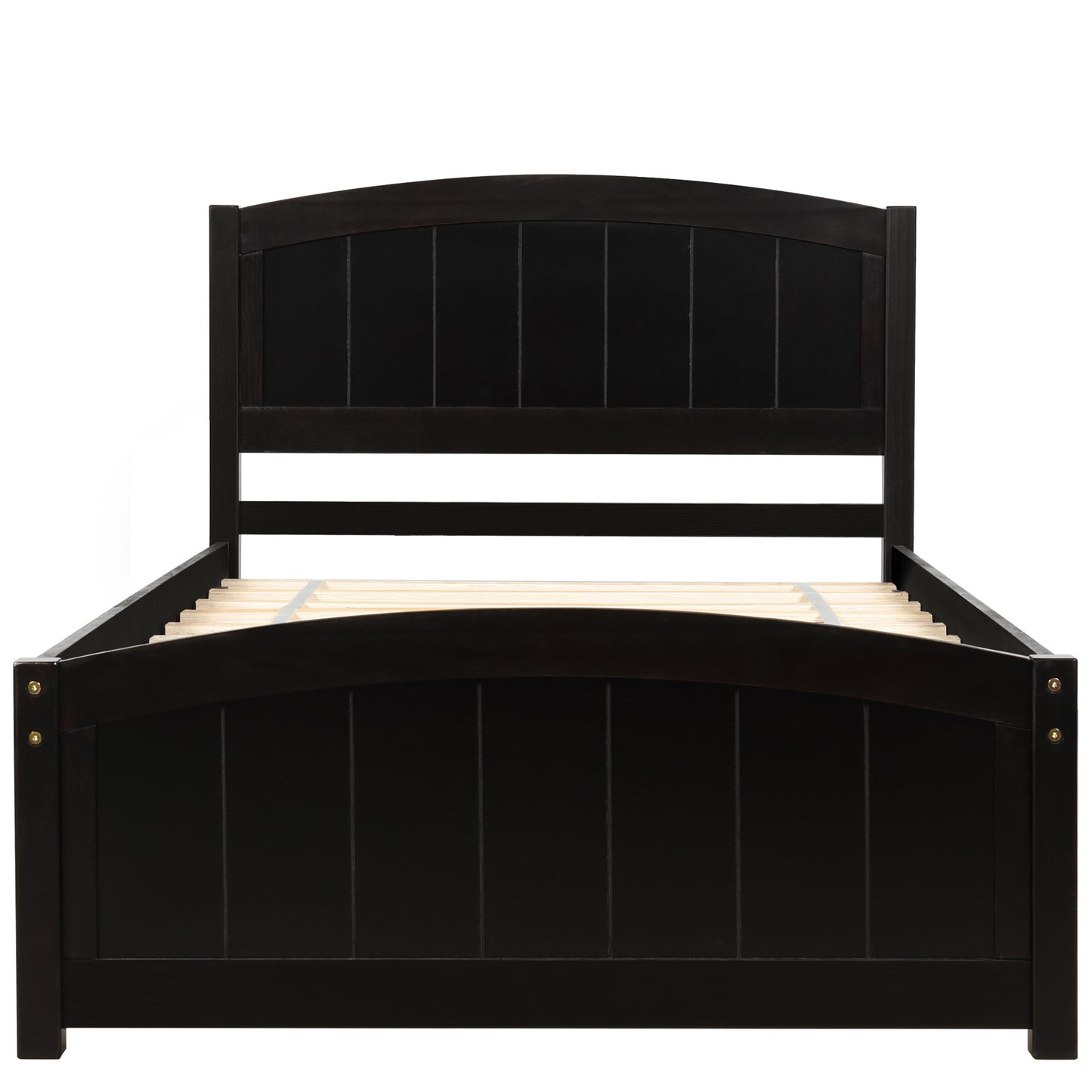 Wood Platform Bed with Headboard,Footboard and Wood Slat Support, Espresso