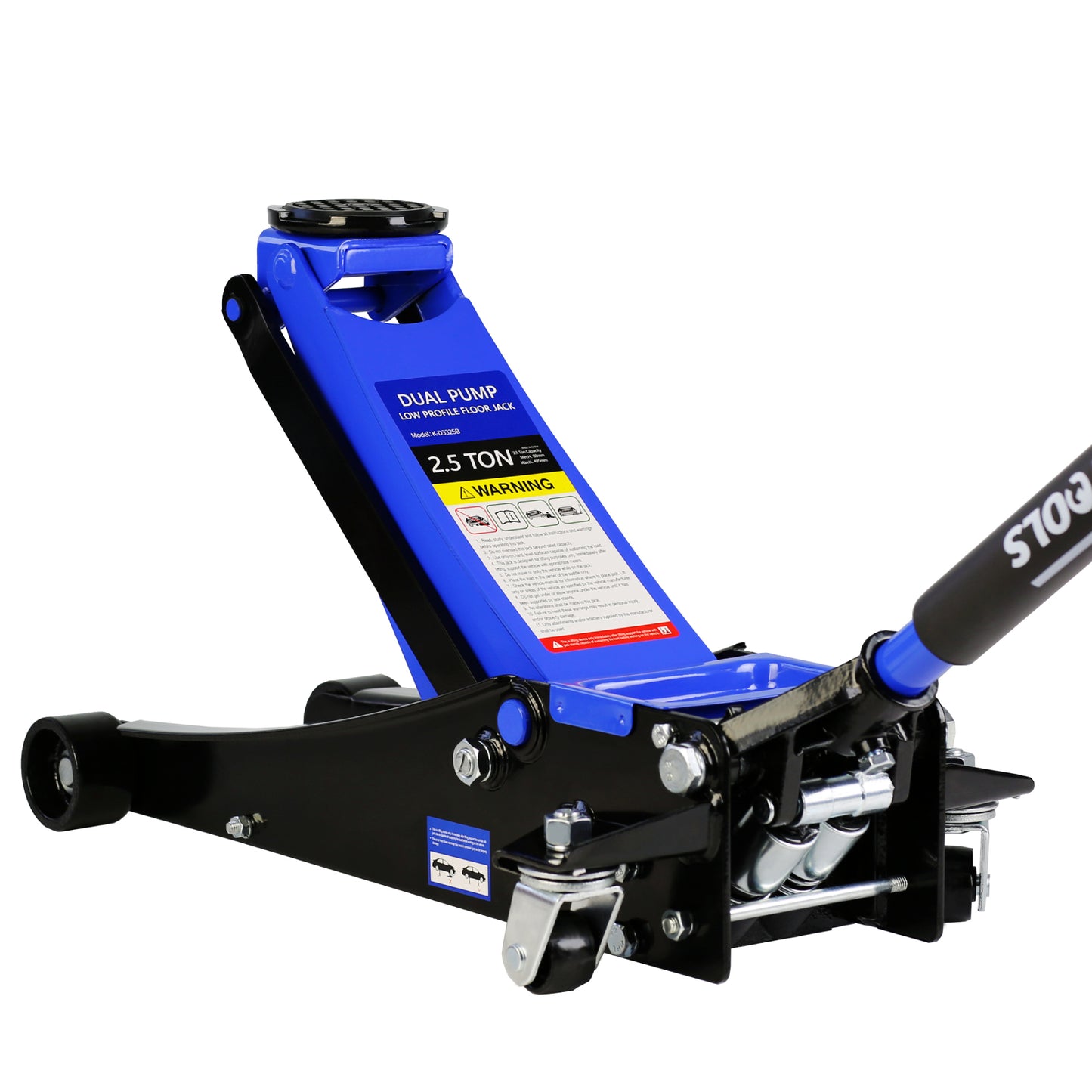 Steel Racing Floor Jack with Dual Pistons Quick Lift Pump - 2.5 Ton Lifting Range 3.5-19.5