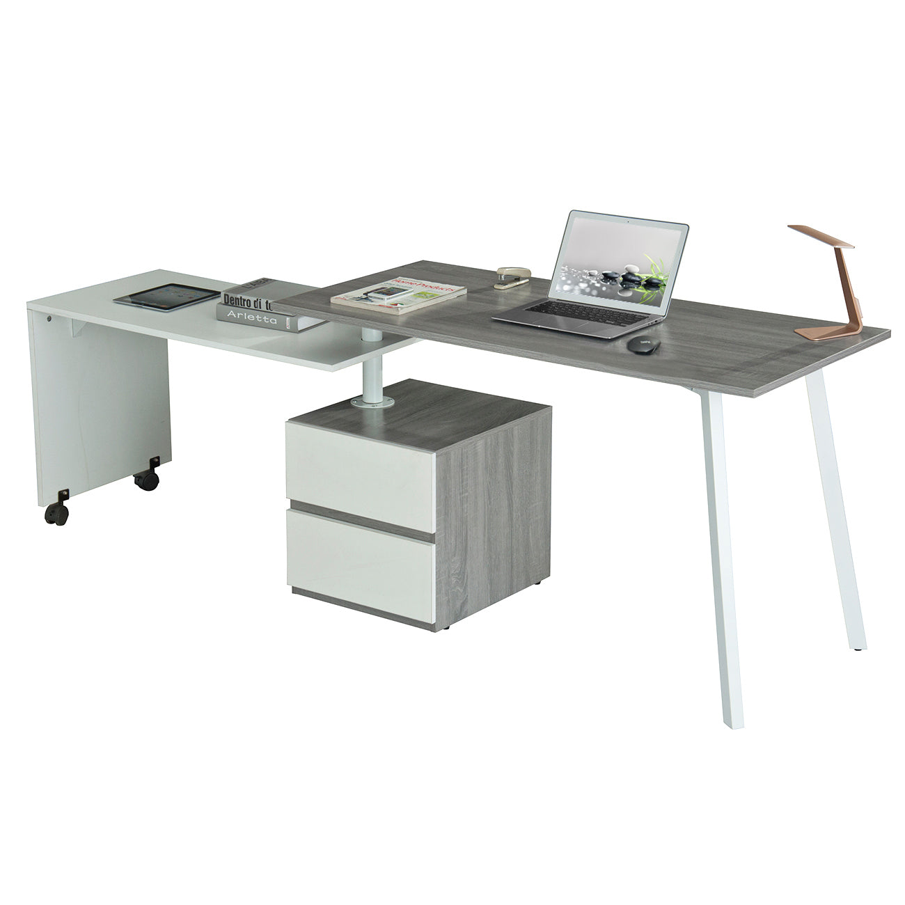 Rotating Grey Workspace Desk by Techni Mobili