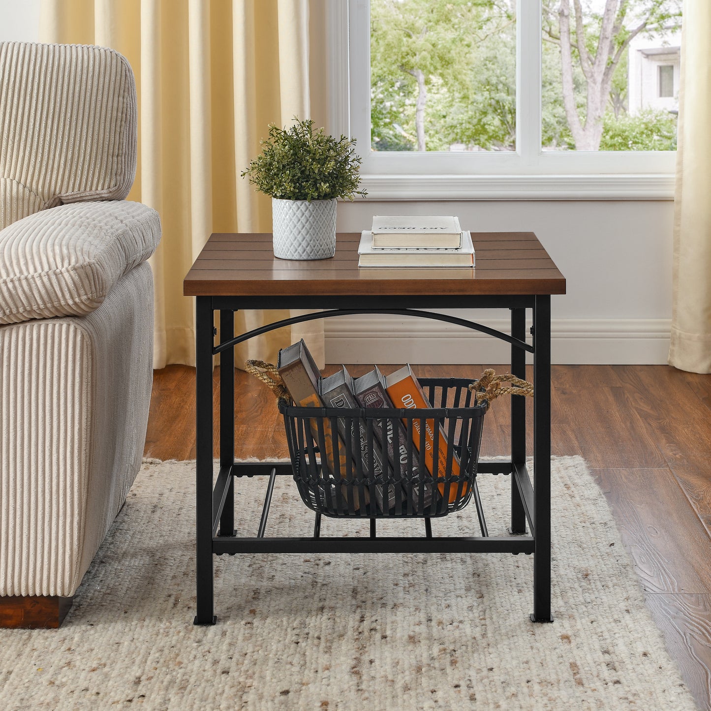 3 Piece Rustic Brown Coffee Table Set with Open Storage for Home and Office