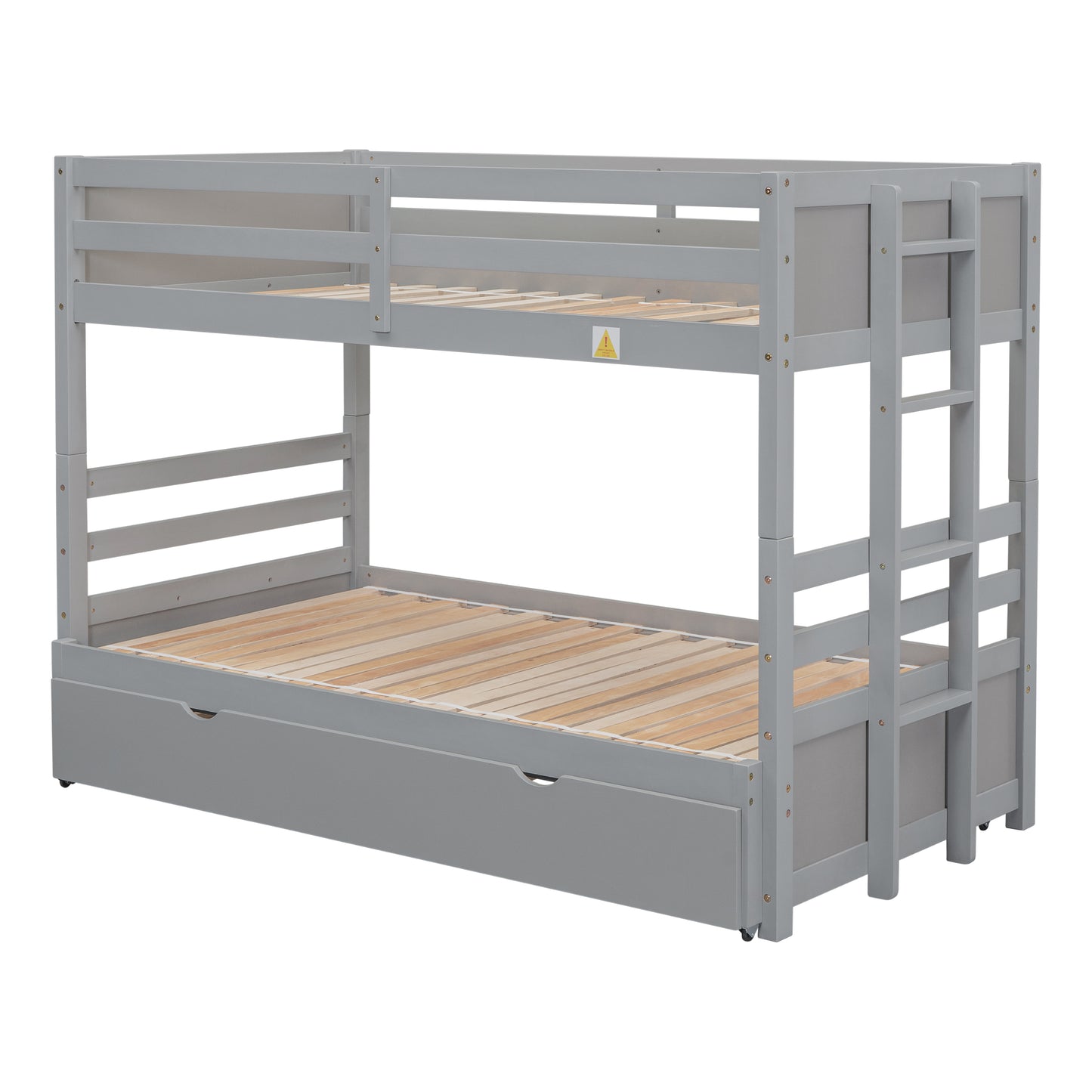 Gray Twin over Pull-out Bunk Bed with Trundle - Stylish Space-Saving Solution