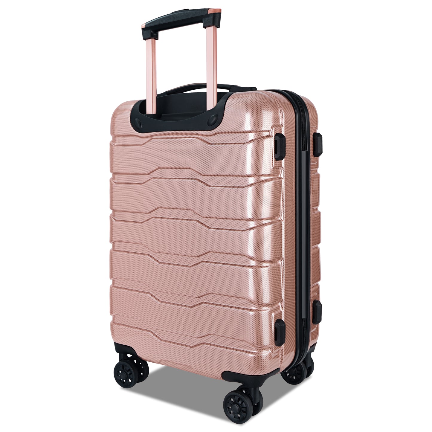 Luggage Sets  ABS+PC Hardshell 3pcs Clearance Luggage Hardside Lightweight Durable Suitcase sets Spinner Wheels Suitcase with TSA Lock  (20/24/28), RoseGold