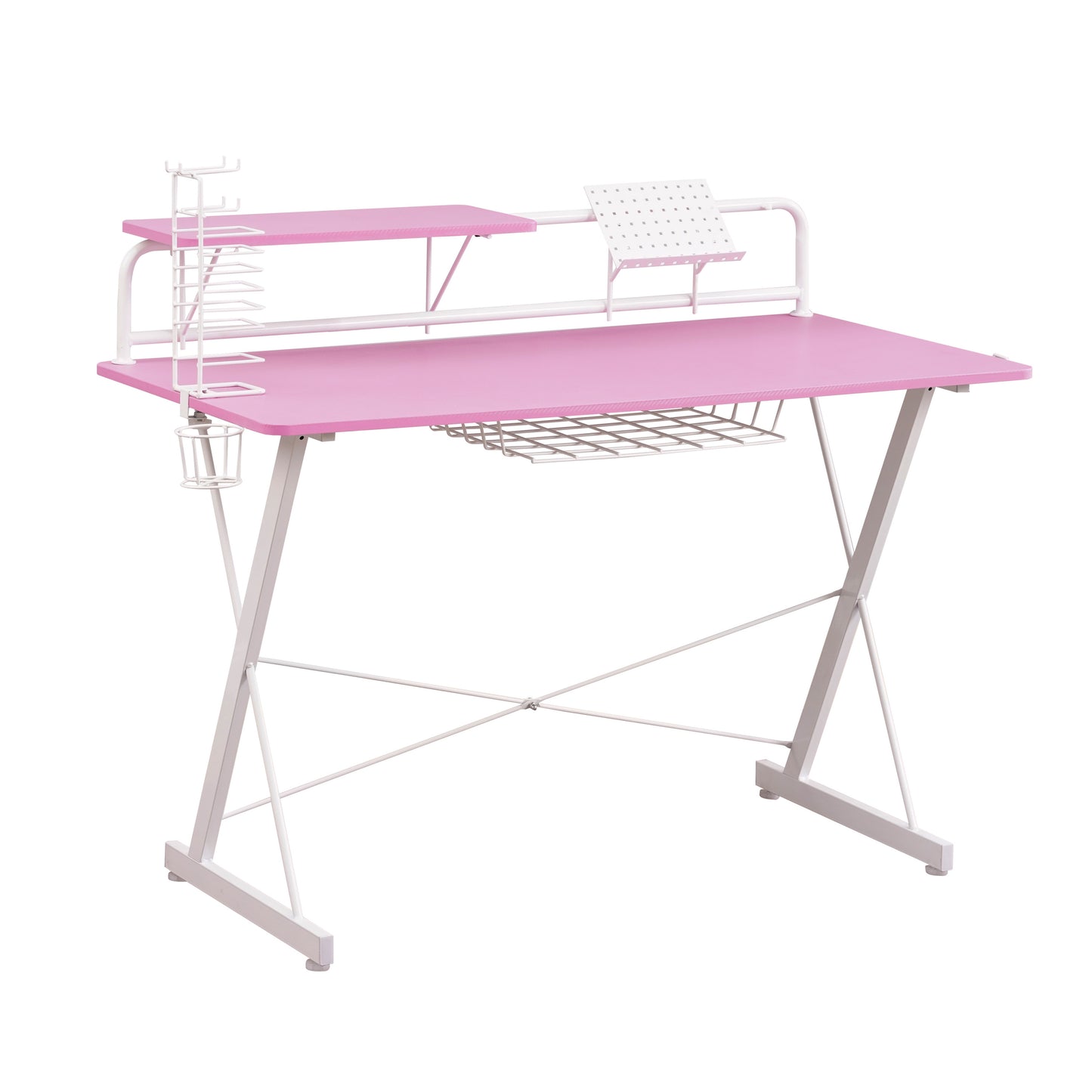 Peak Performance Gaming Desk with Pink Accents by Techni Sport