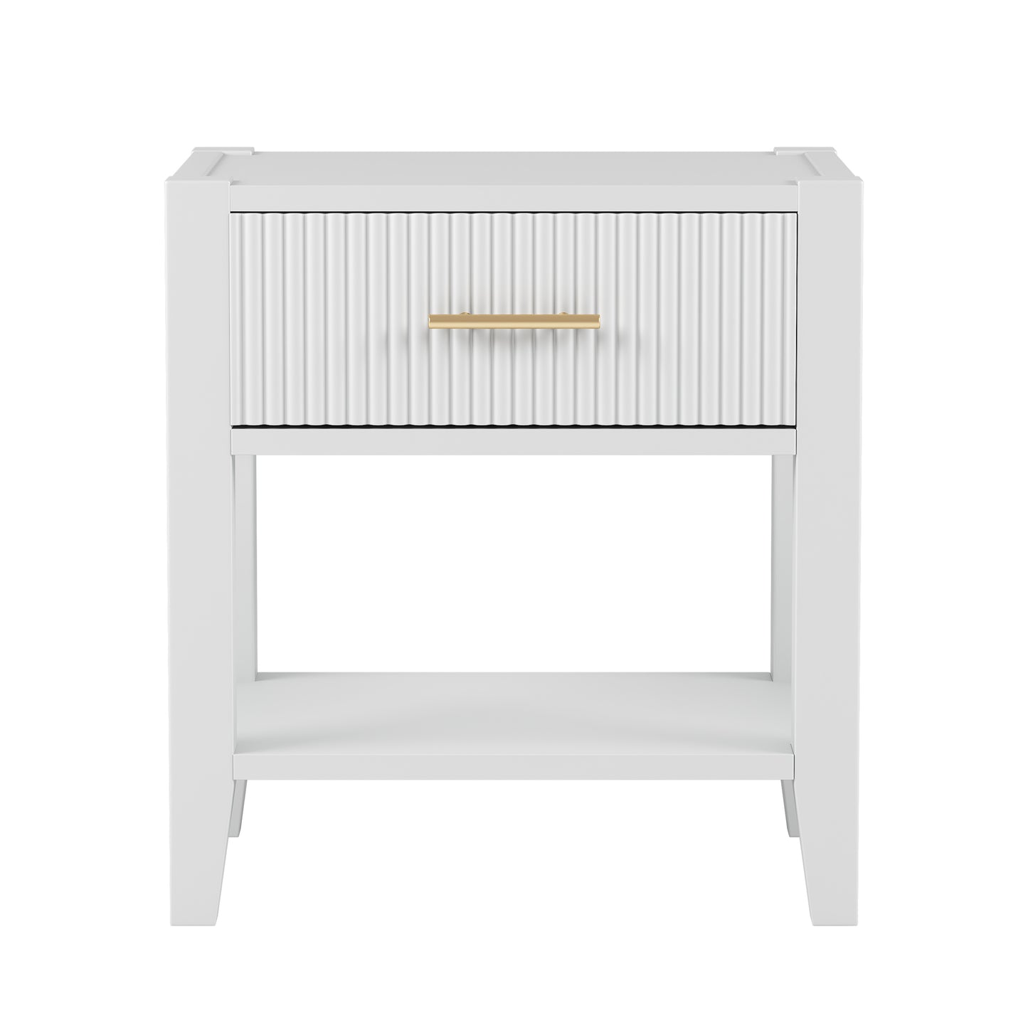 Wooden Nightstand with a Drawer and an Open Storage, End Table for Bedroom, White