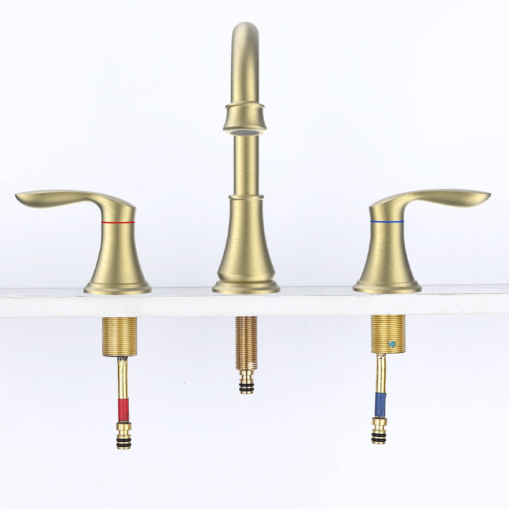 360° Swivel Brushed Gold 2-Handle Widespread Lavatory Faucet