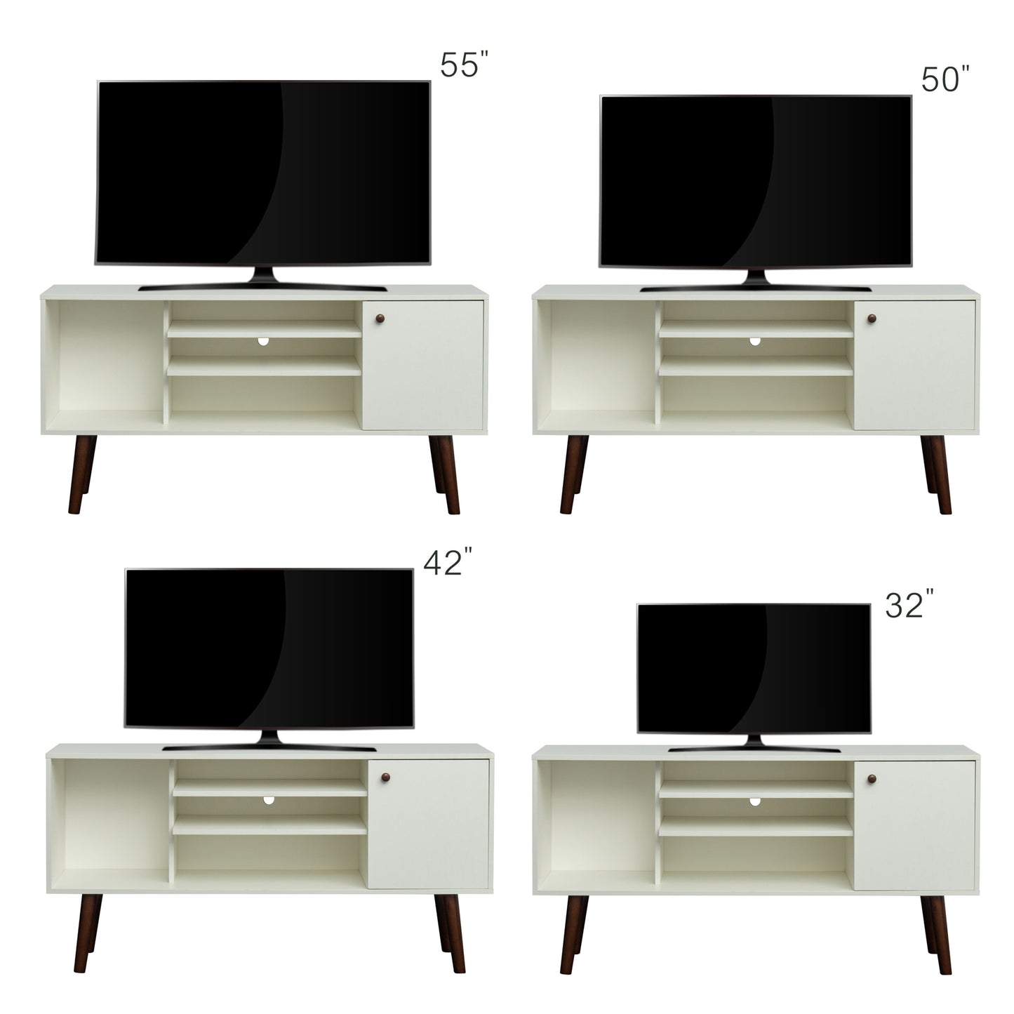 Modern White TV Stand with Ample Storage and Sturdy Frame