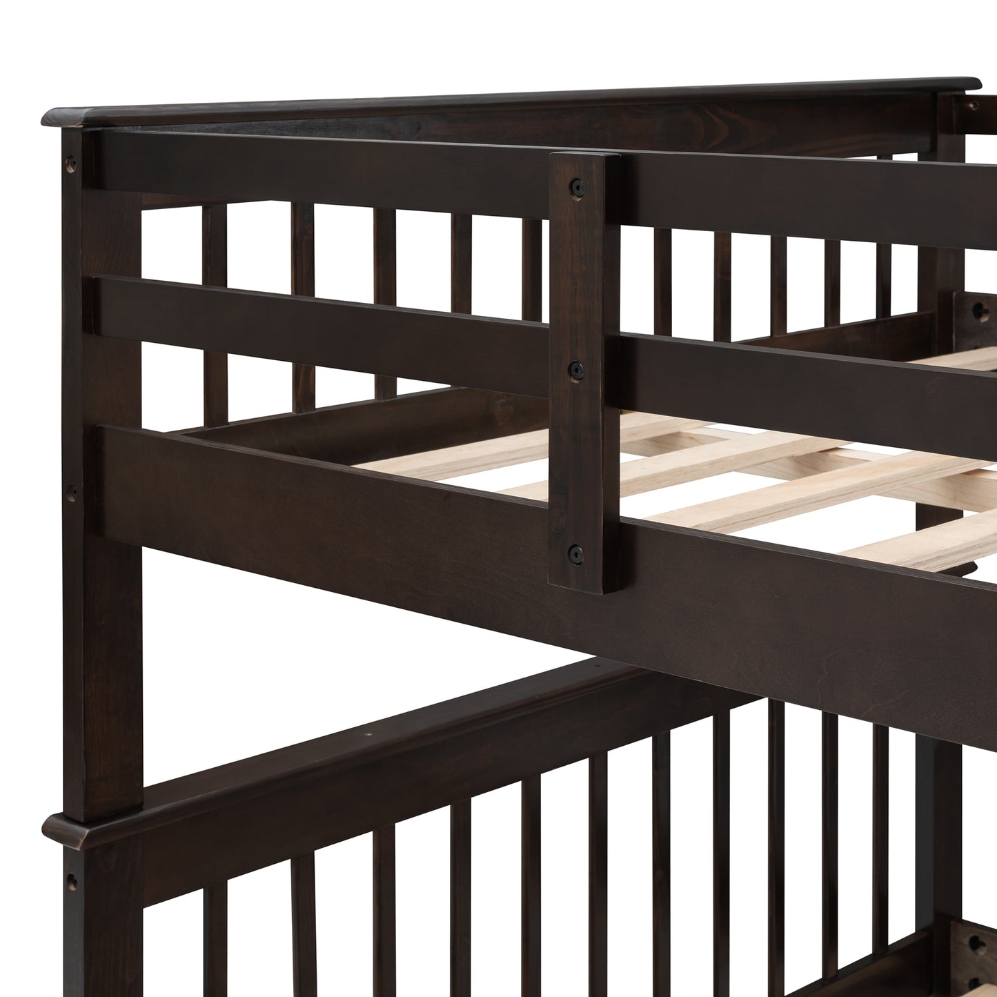 Staircase Full Bunk Bed with Twin Trundle and Storage - Espresso