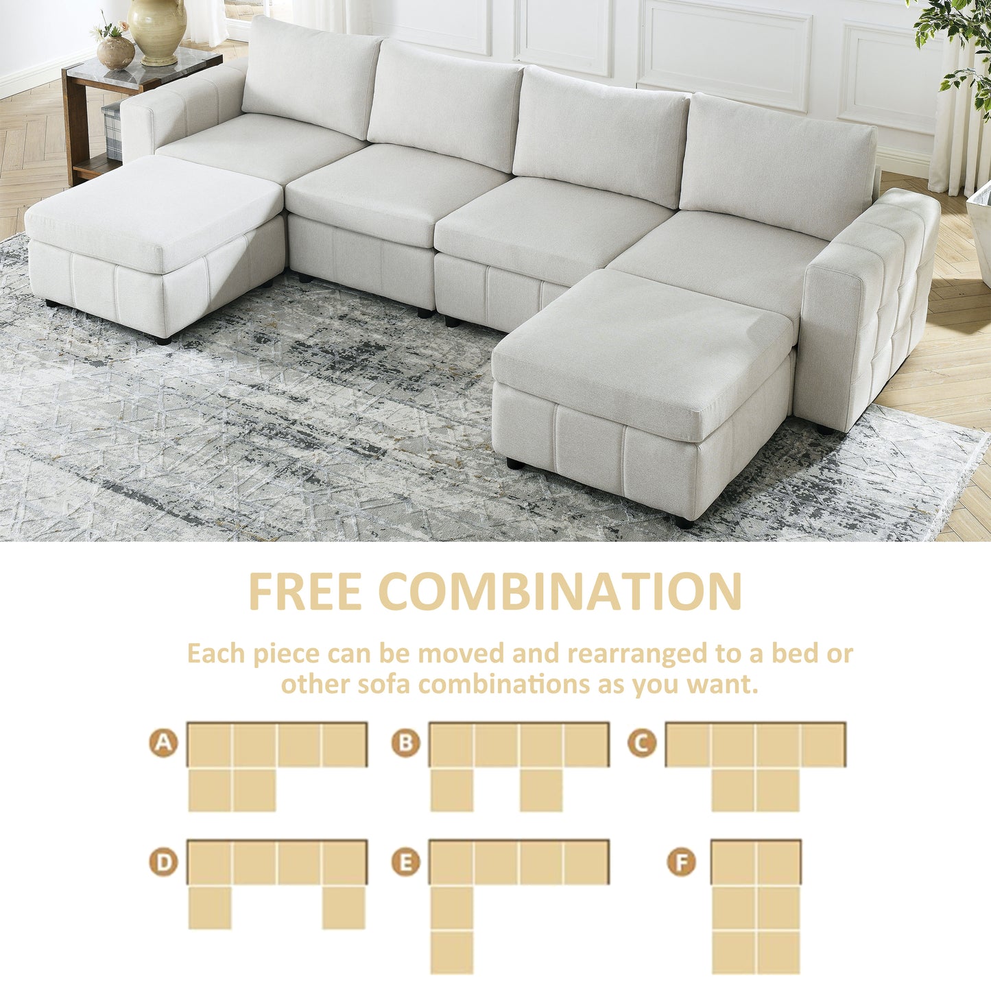 Modular L-Shaped Sectional Sofa with Ottoman for Modern Living Spaces.