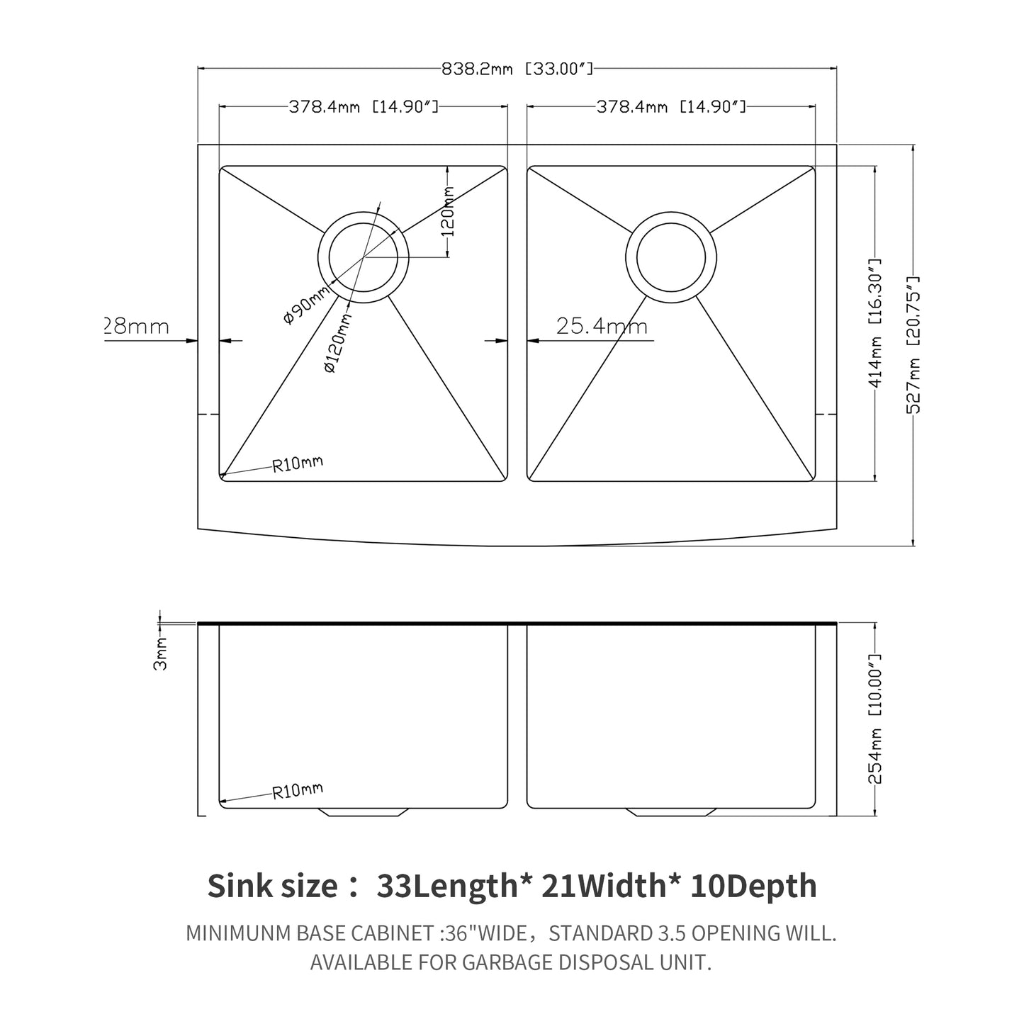 Gunmetal Black Dual Basin Stainless Steel Farmhouse Sink with X-Shaped Water Guide