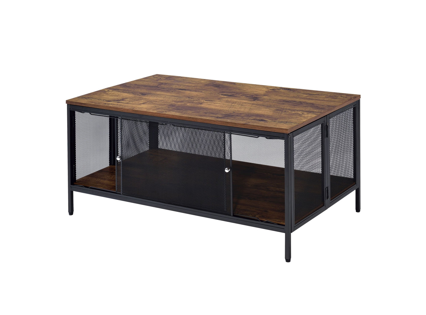 Winam Antique Oak & Black Coffee Table with Foldable Design