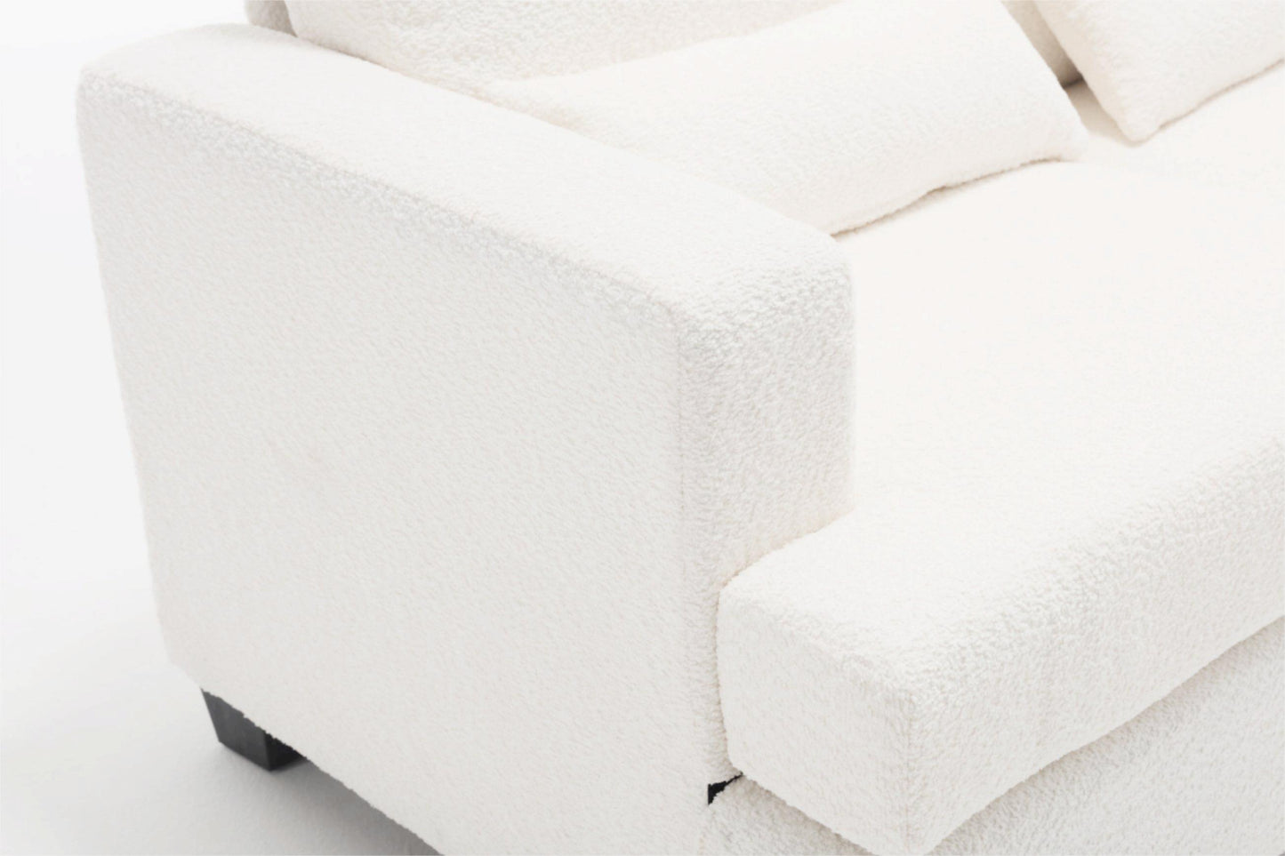 Elegant 3-Seater Modern White & Gray Sofa with Square Armrests and Removable Cushions