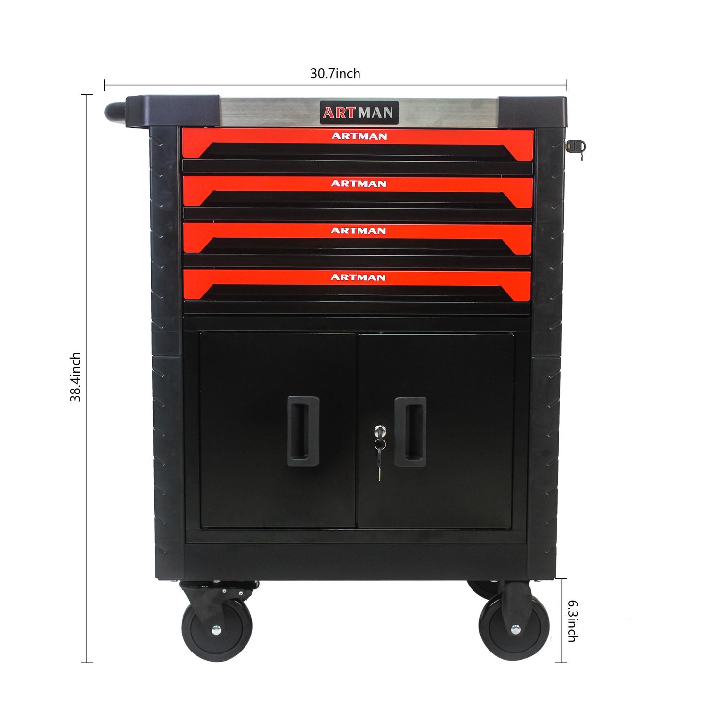 REMOVABLE 4 DRAWERS TOOL CART WITH LOCK