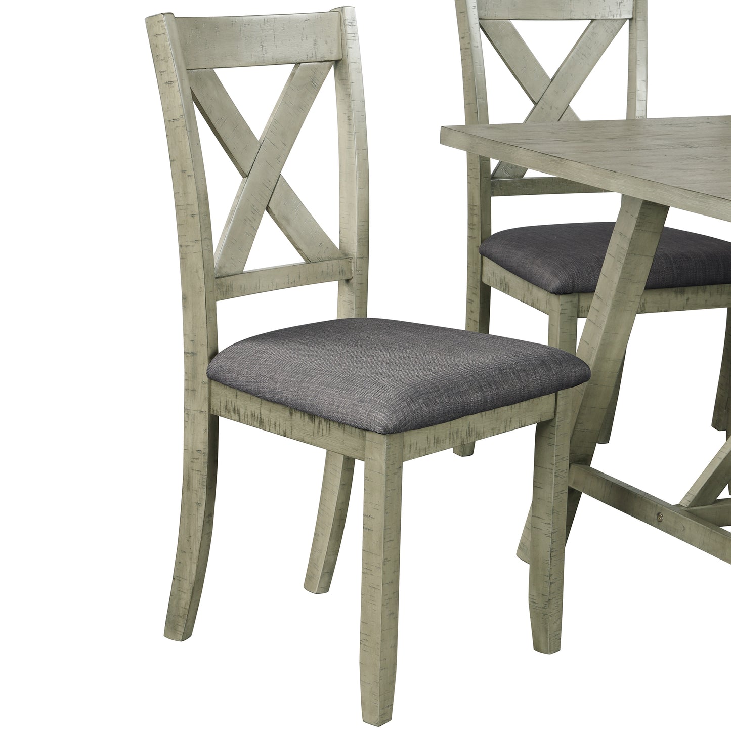 6 Piece Dining Table Set Wood Dining Table and chair Kitchen Table Set with Table, Bench and 4 Chairs, Rustic Style, Gray(No Difference with SH000109AAE)