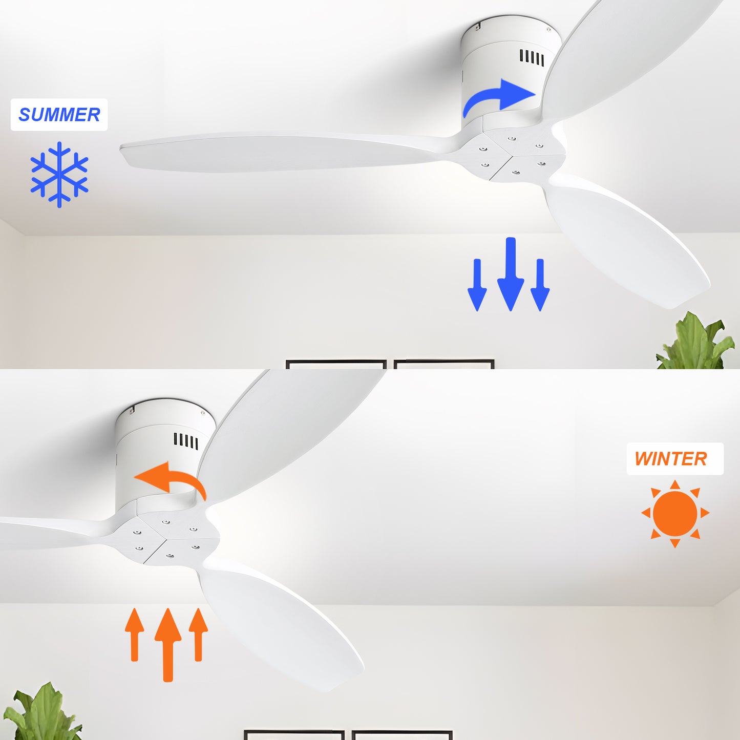 52 Inch Modern Wooden Ceiling Fan With Reversible DC Motor and Remote Control