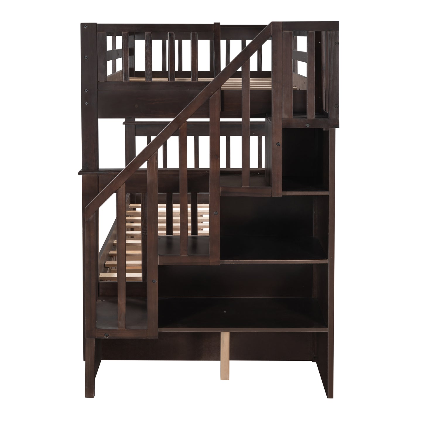 Staircase Twin Bunk Bed with Storage Drawers - Espresso