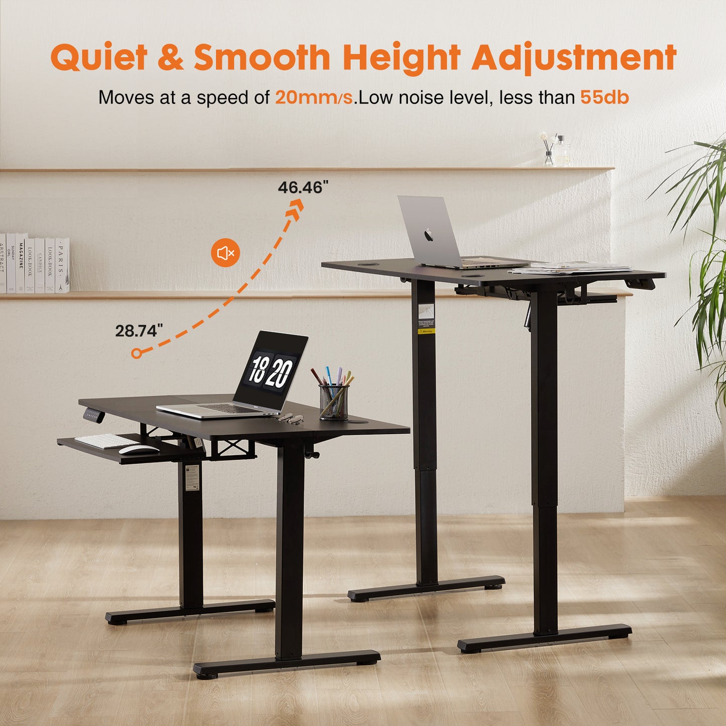 Large Ergonomic Electric Standing Desk with Keyboard Tray for Home Office