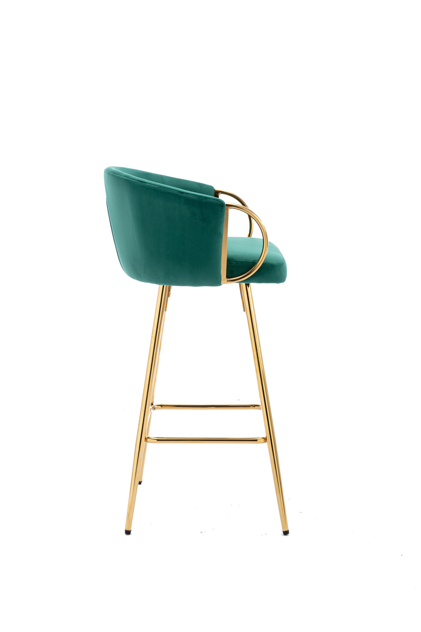 30 Inch Set of 2 Bar Stools,with Chrome Footrest and Base Velvet + Golden Leg Simple Bar Stool,GREEN