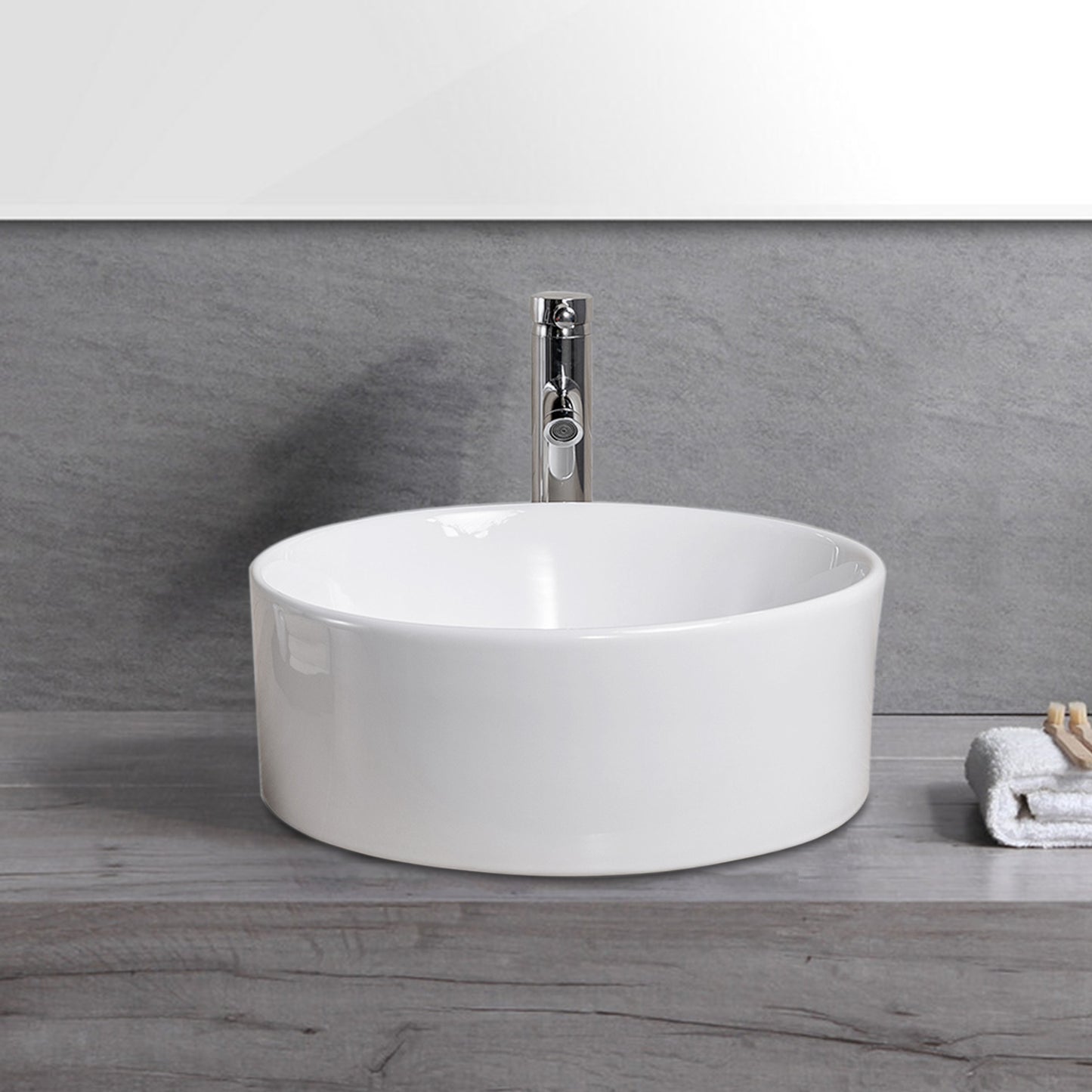 Vessel  Bathroom Sink Basin in White Ceramic