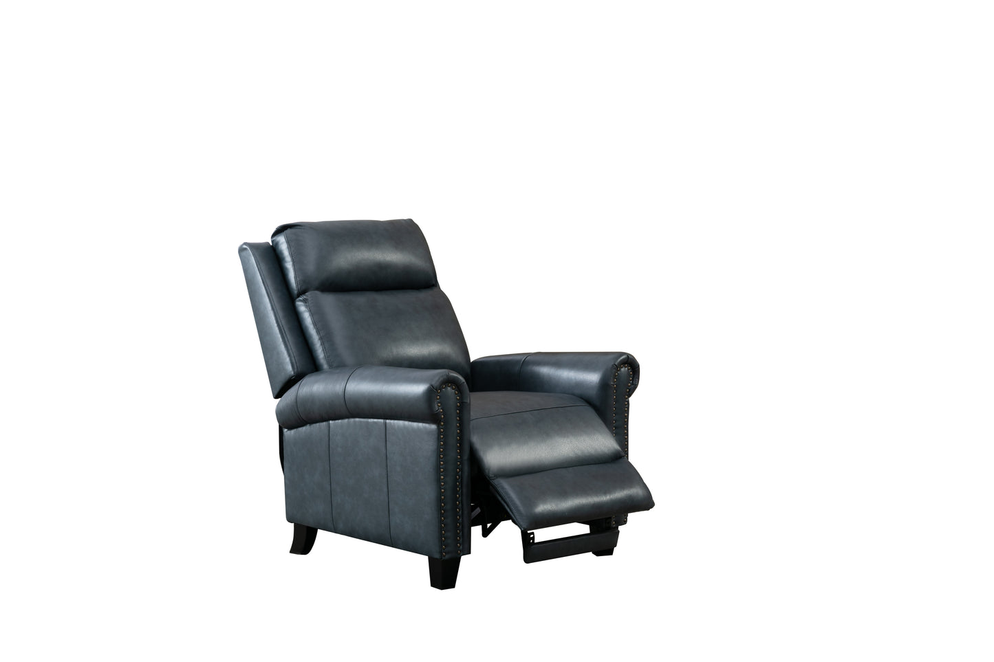 Luxurious Navy Genuine Leather Manual Recliner