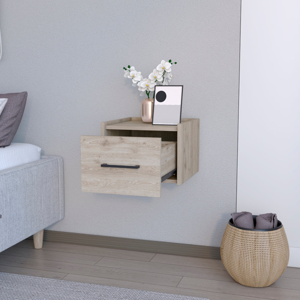 Floating Nightstand Calion, Bedroom, Light Gray