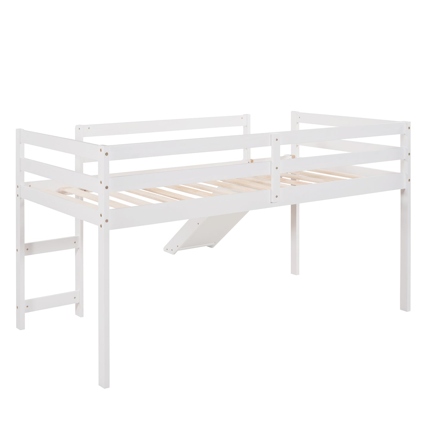 Loft Bed with Slide, Multifunctional Design, Twin (White)(: WF191904AAK)