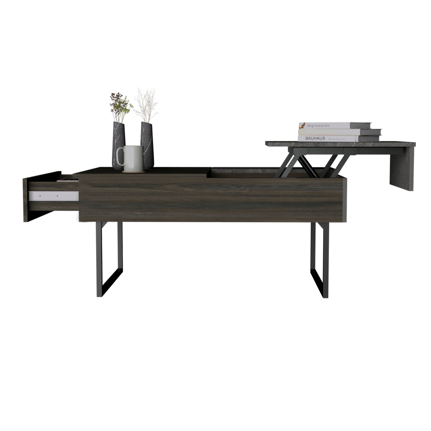 Dazza Lift Top Coffee Table with Hidden Storage in Carbon Espresso / Onyx Finish