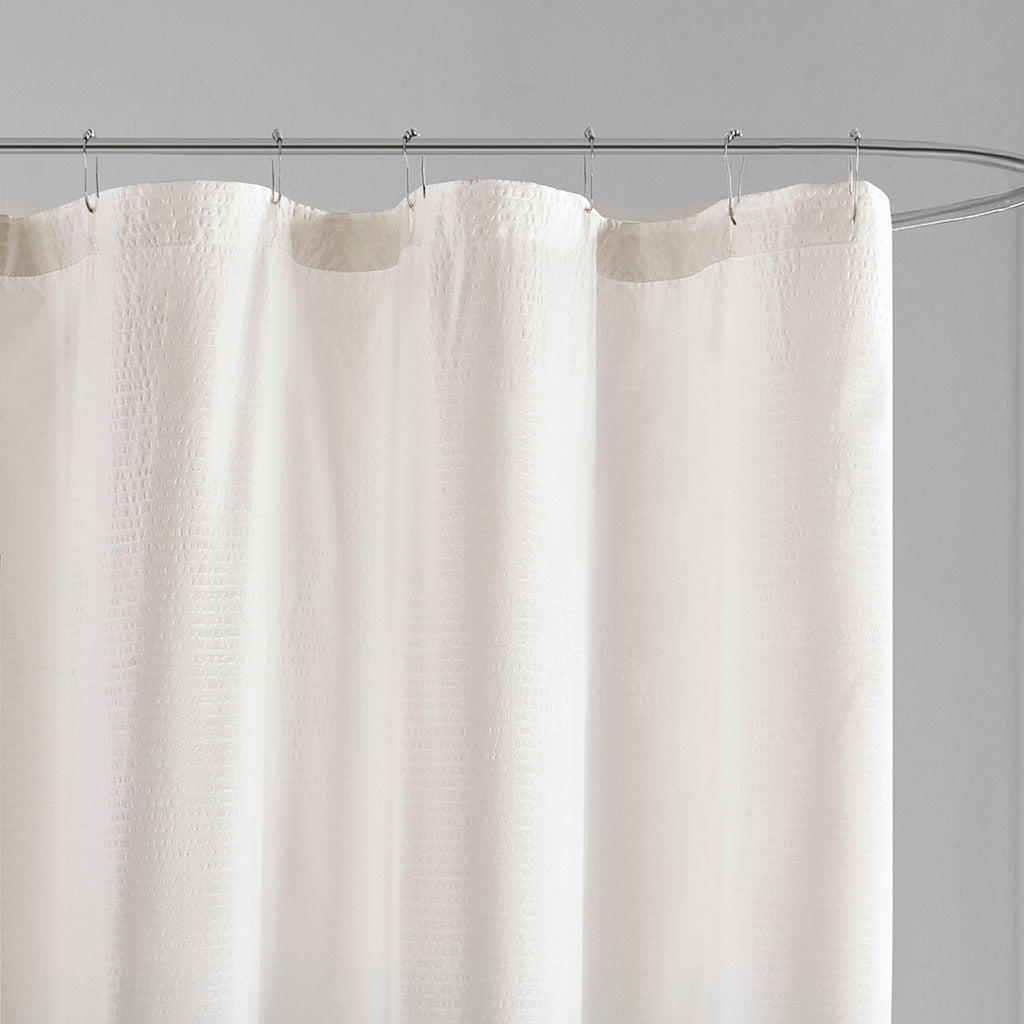 Madison Park Ara Taupe Ombre Seersucker Shower Curtain