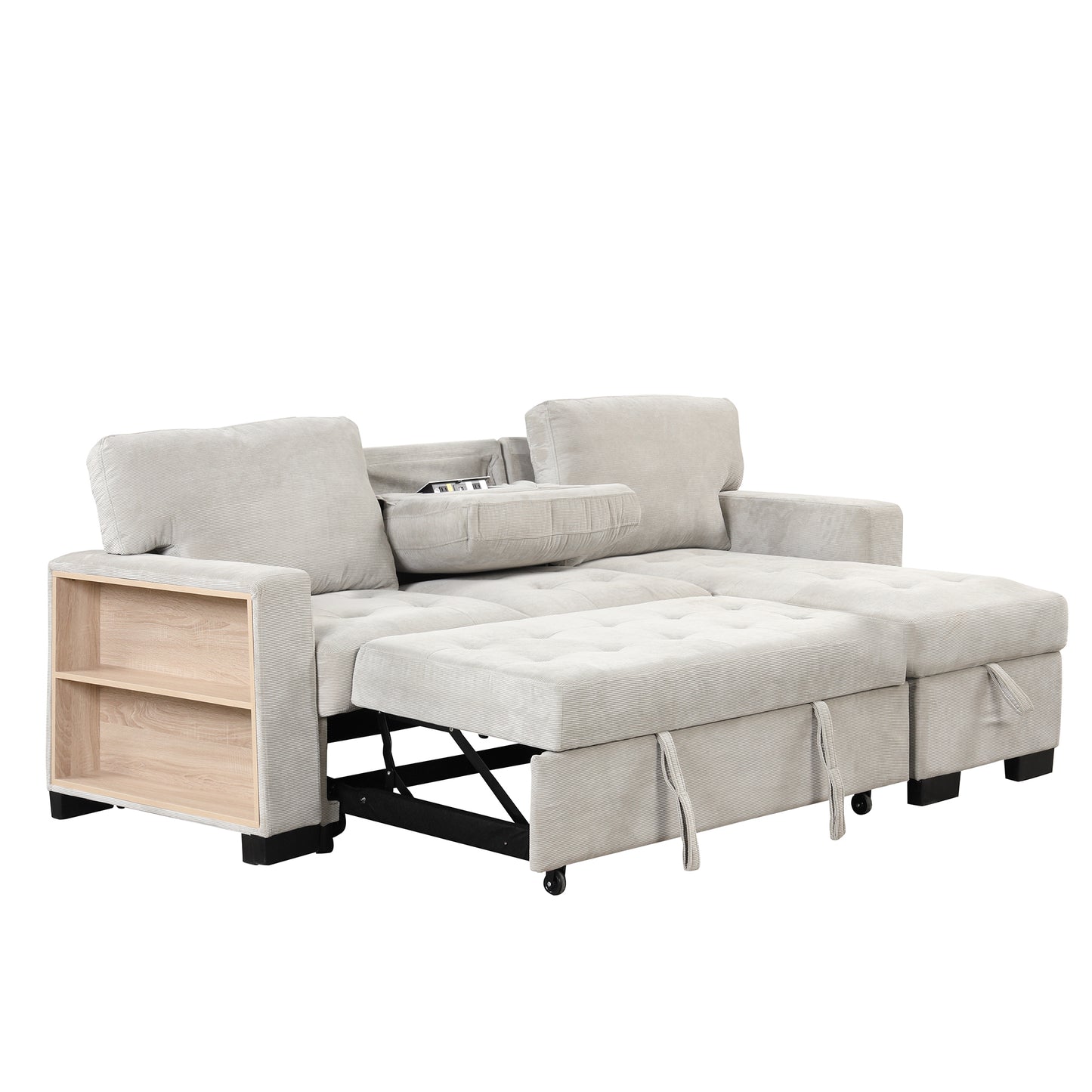 Elegant Light Gray Sectional Sofa with Versatile Storage and USB Charging