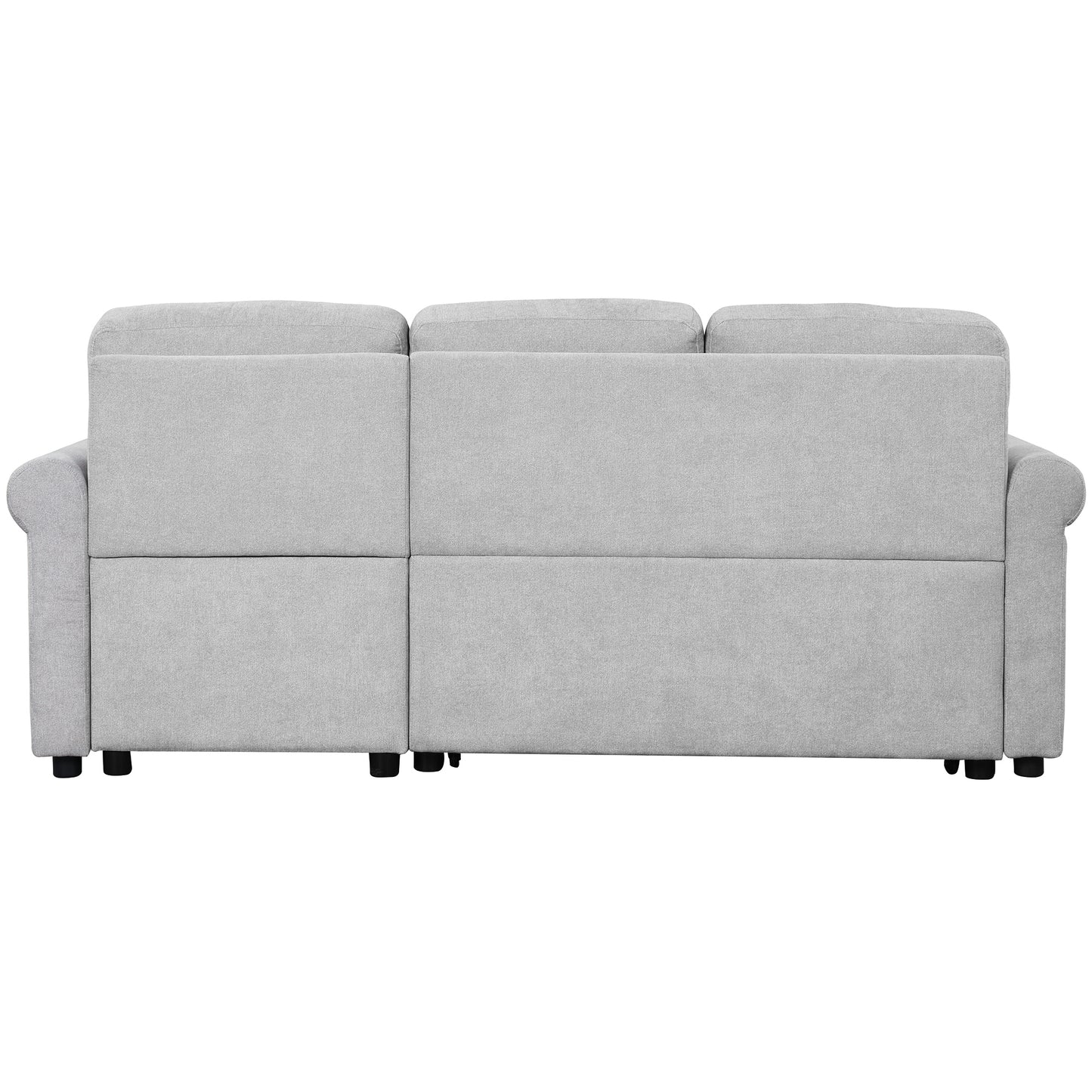 Modern 83-Inch Sleeper Sofa Bed with Chaise and Storage, Gray