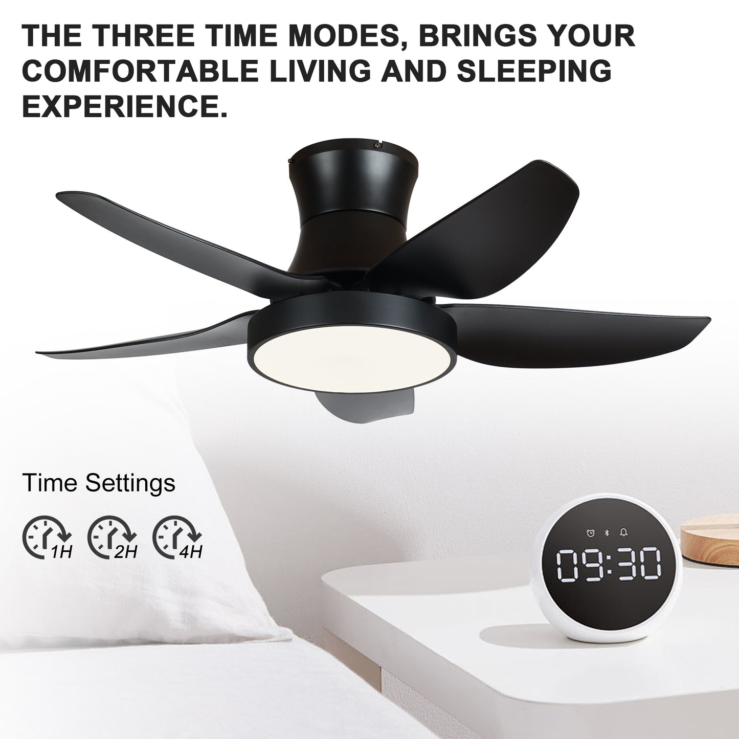 42 Inch Black Ceiling Fan with LED Lights and Remote Control