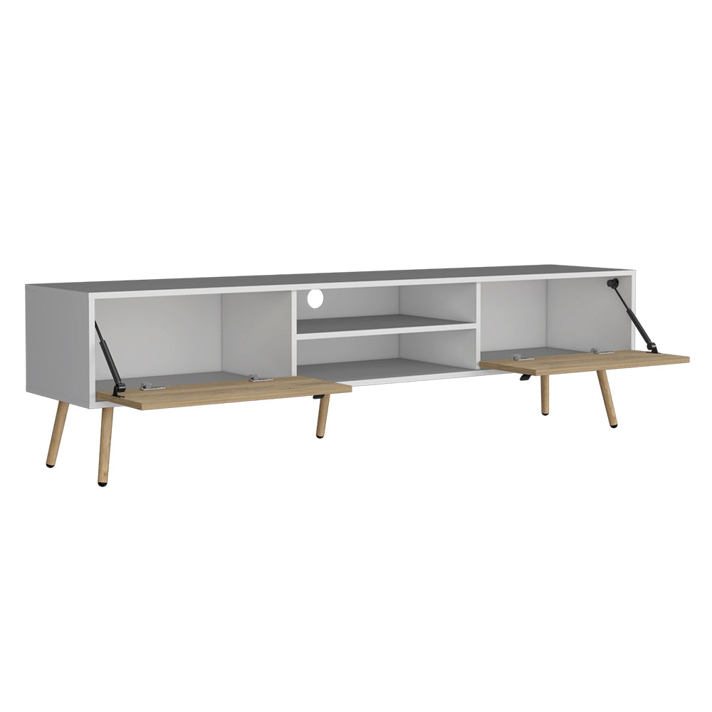 Chic White and Macadamia TV Console for Living Room