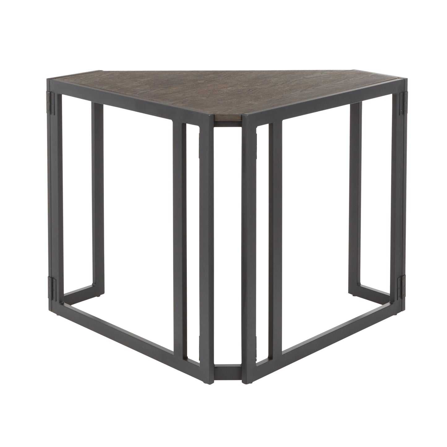 Roman Industrial L-Shaped Desk: Black Metal with Espresso Bamboo Top