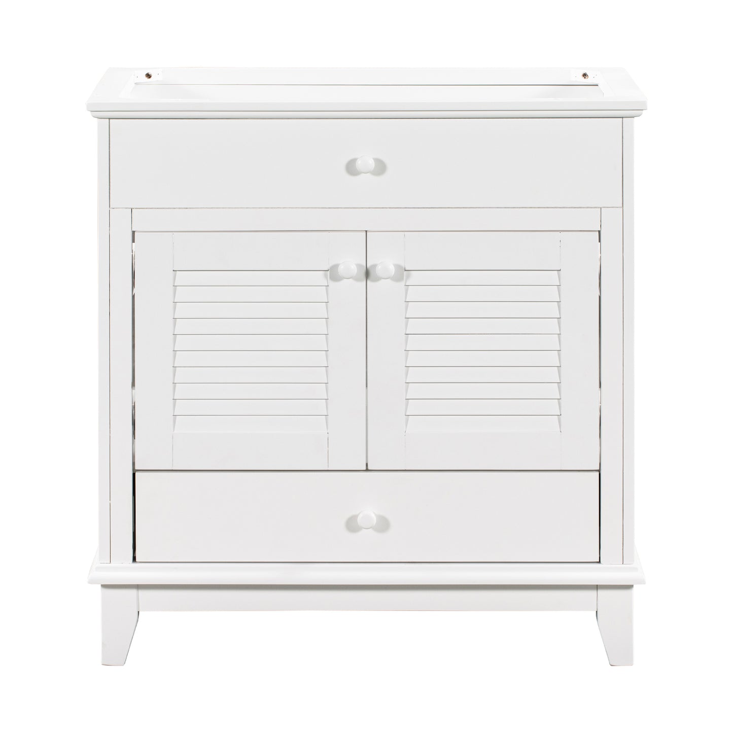 30" Bathroom Vanity Base without Sink, Bathroom Cabinet with Two Doors and One Drawer, White