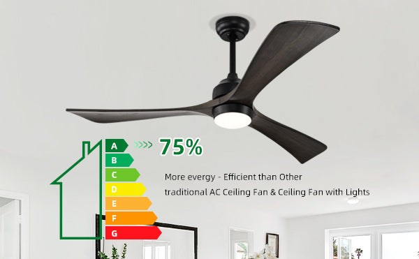 52-Inch Matte Black Ceiling Fan with Black Walnut Blades and Remote Control