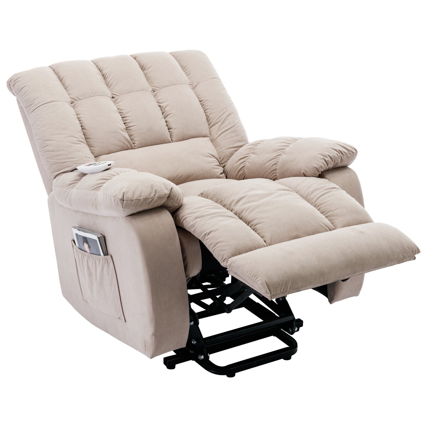 Electric Power Lift Massage Recliner Chair with Heat and Vibration, Beige - Comfortable and Customizable Electric Lift Recliner with Massage Function