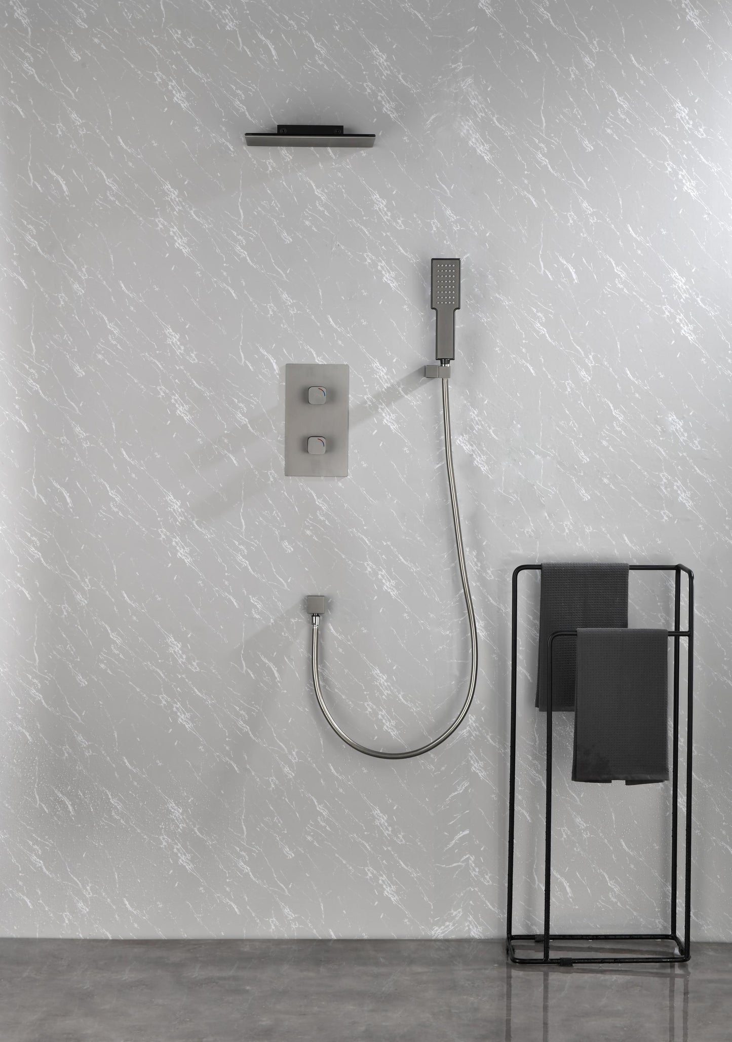 Gunmetal Waterfall Spout Wall Mounted Shower with Handheld Shower Systems