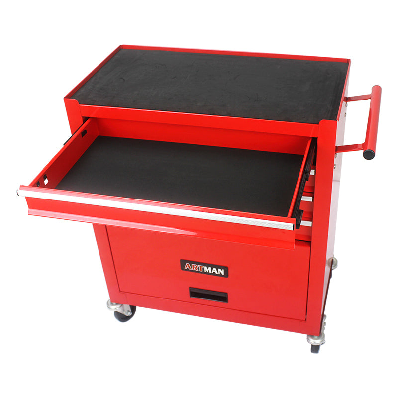 4 DRAWERS MULTIFUNCTIONAL RED TOOL CART WITH WHEELS