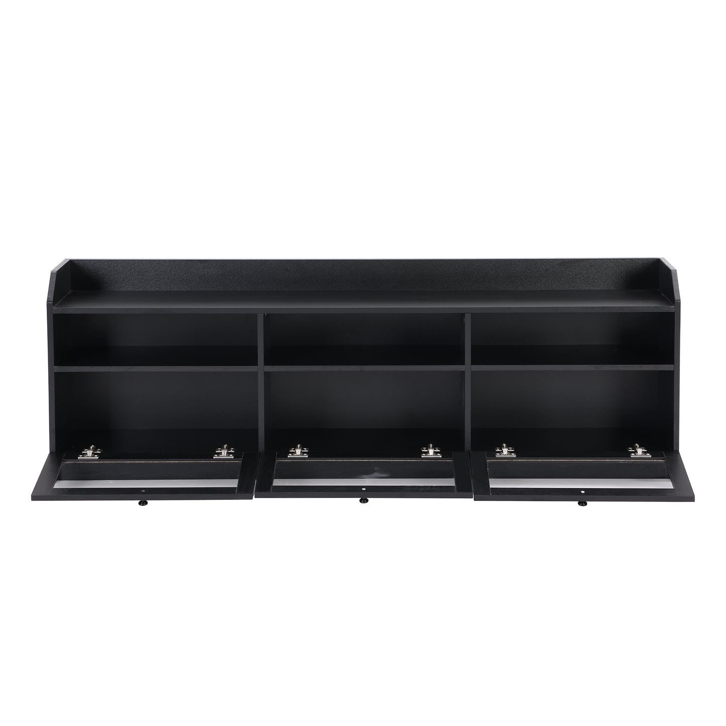 Sophisticated Black TV Stand with Acrylic Board Door and Generous Storage Space for TVs Up to 65