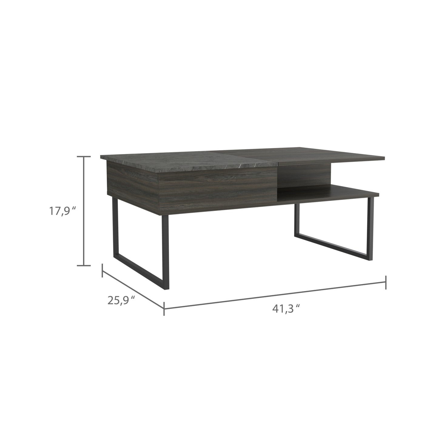 Armin Convertible Coffee Table with Lift Top and Storage Shelf