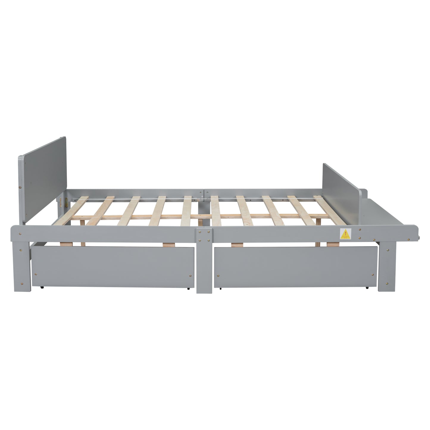 Full Bed with Footboard Bench,2 drawers,Grey