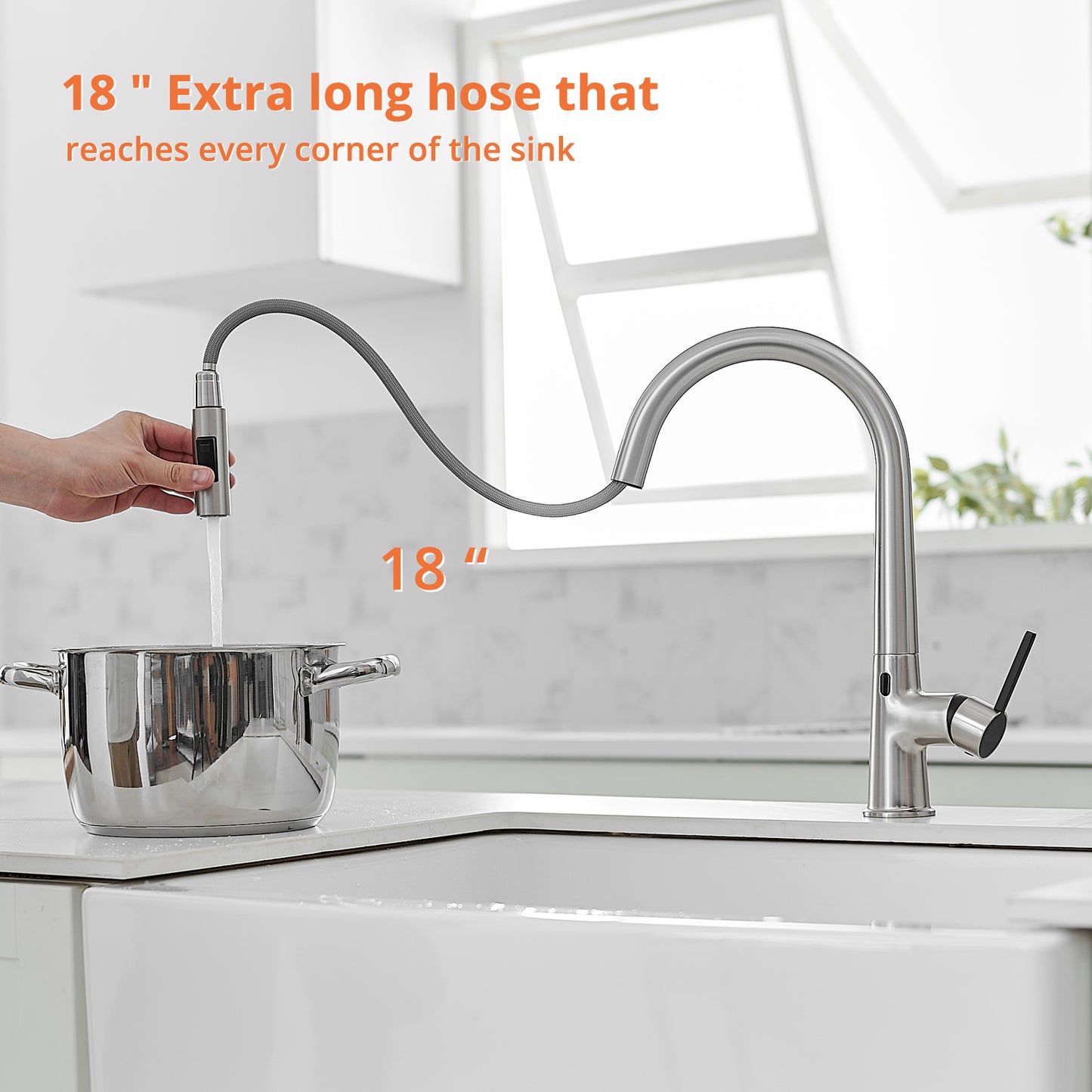 Touchless Kitchen Faucet,Hands Free Automatic Smart Kitchen Faucet