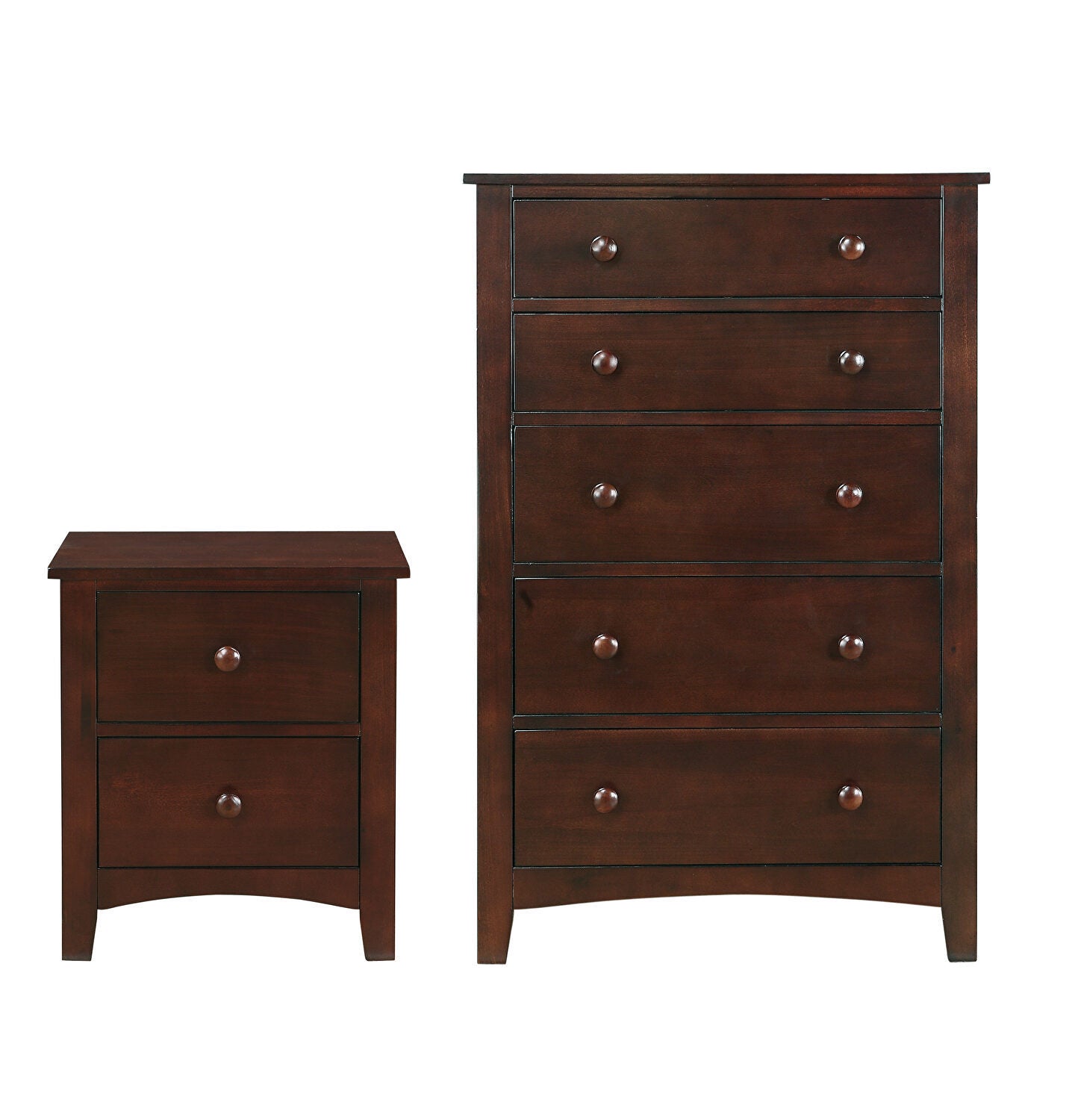 Dark Oak Finish Nightstand 2-Drawers Pine Veneer MDF Wooden 1pc Modern Nightstand